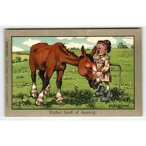 Hard Of Hearing Horse Comical Humor CW Faulkner Signed Shepheard Germany